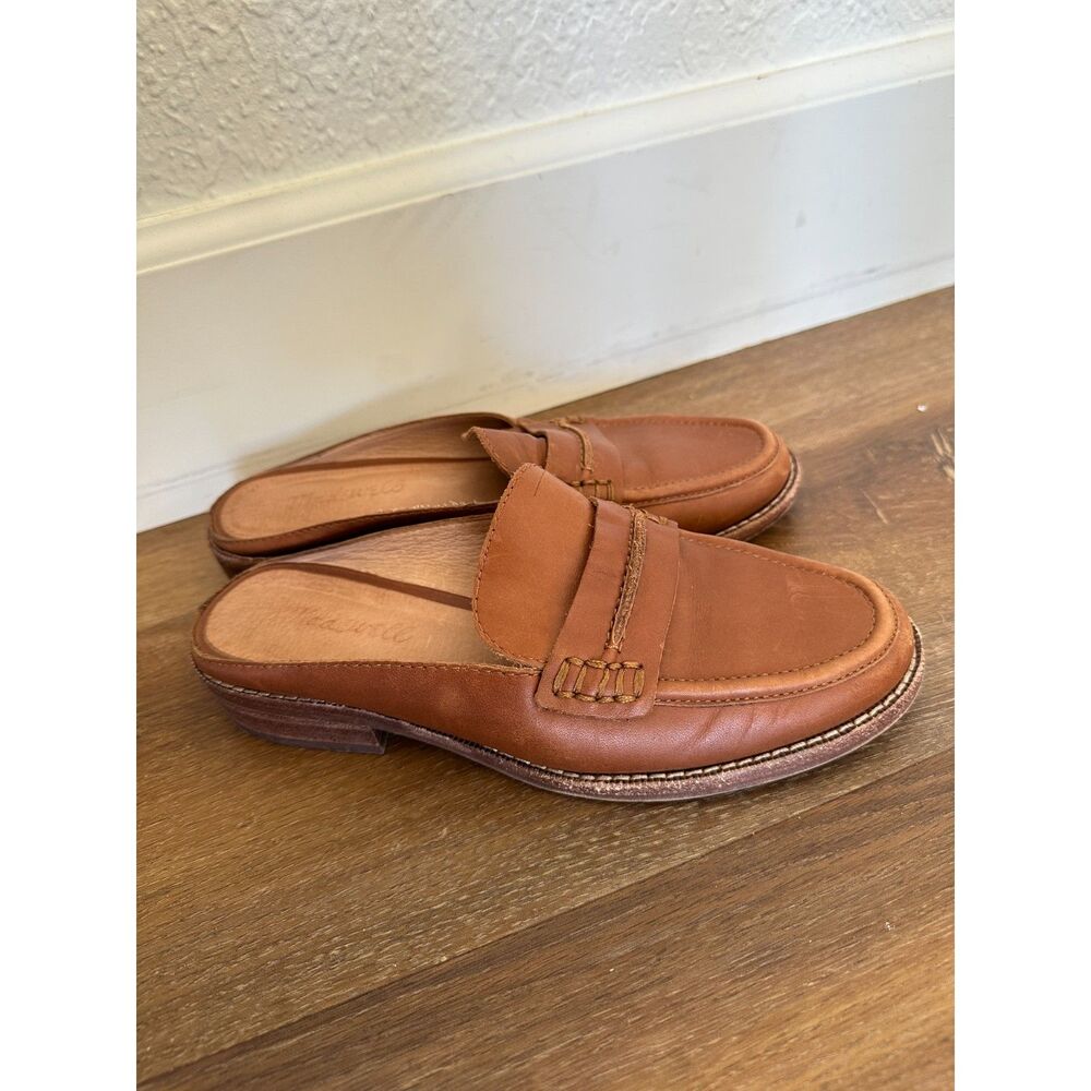 Madewell Tan Leather Penny Mule Clogs
